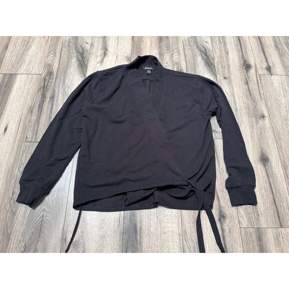 Athleta Retroterry Wrap Sweatshirt Womens Black Wrap Cardigan S Athletic Workout - Picture 1 of 12